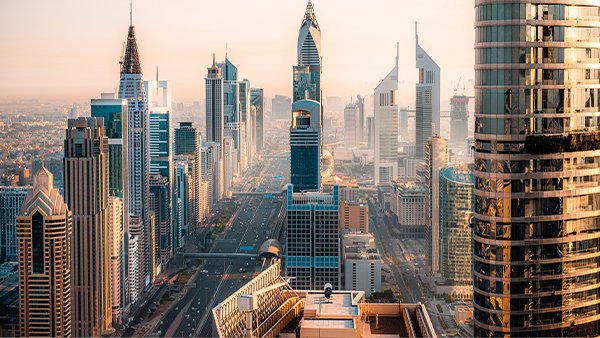 Dubai property investment overview, showing the city skyline and residential developments