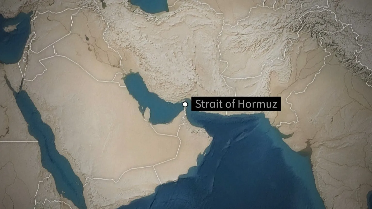 Strait of Hormuz from above, showing UAE ports and shipping lanes 2026