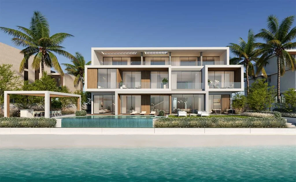 Palm Jebel Ali Beach Collection villa exterior with private pool and beach frontage