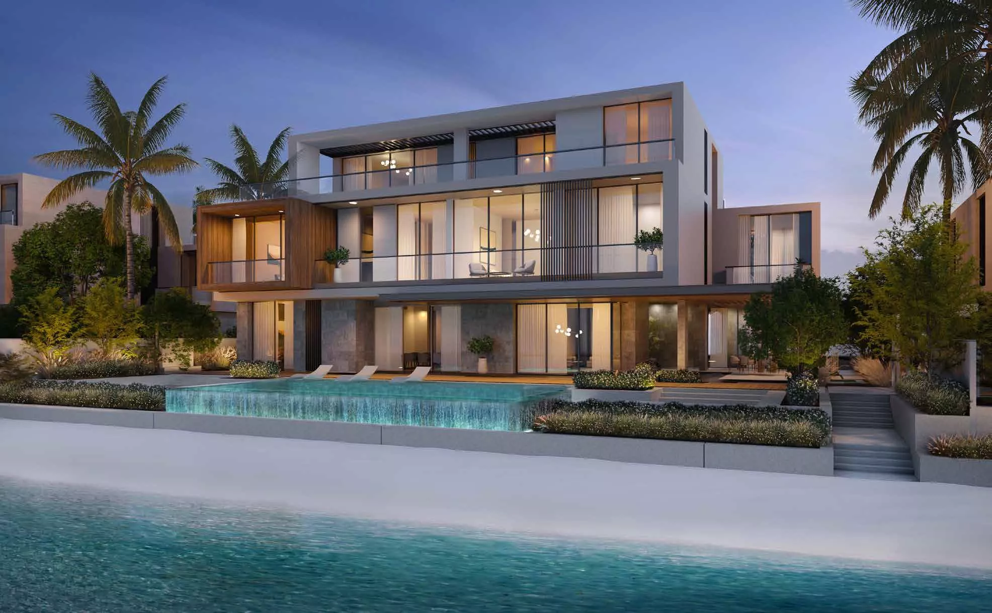Palm Jebel Ali Coral Collection villa exterior with larger plot and private beach