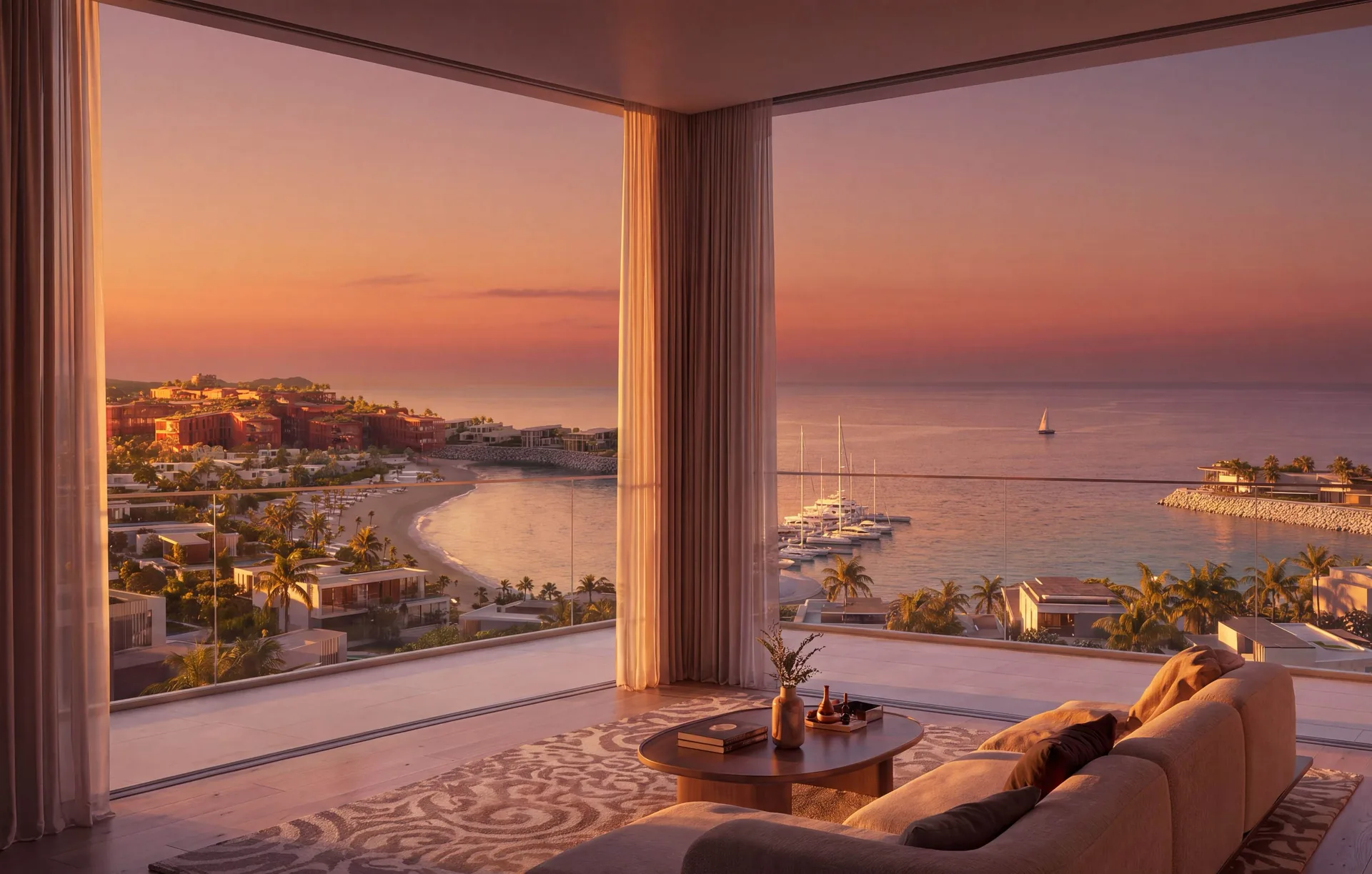 John Richmond Residences, Mira Coral Bay - Prices & Review Waterfront view at sunset