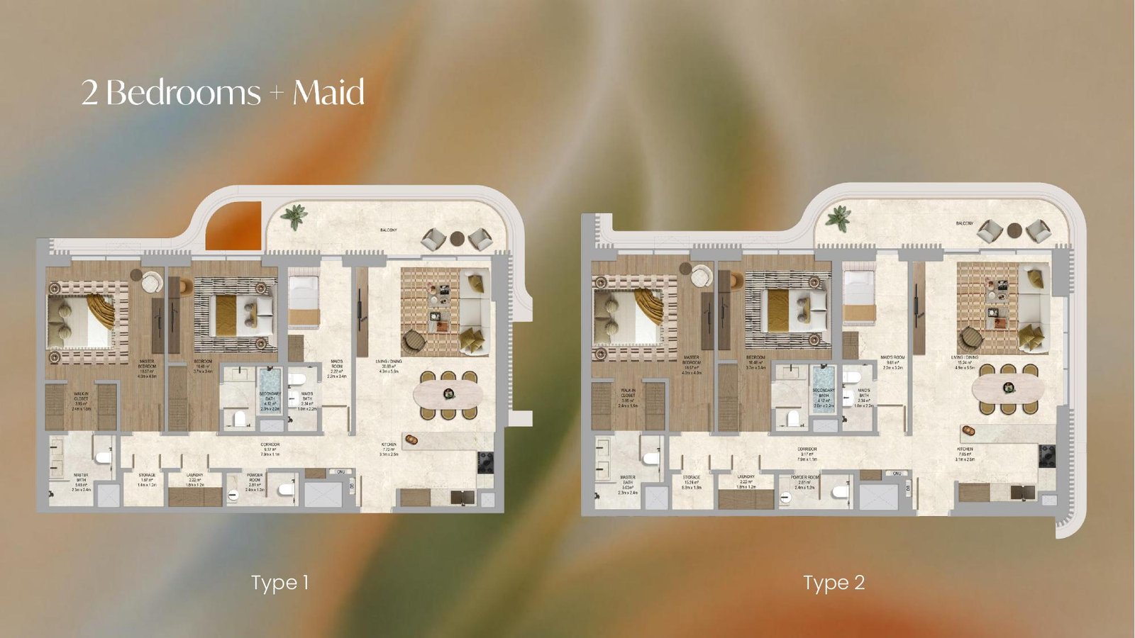 The Canopies at Yas Point 2 bedroom plus maid floor plans