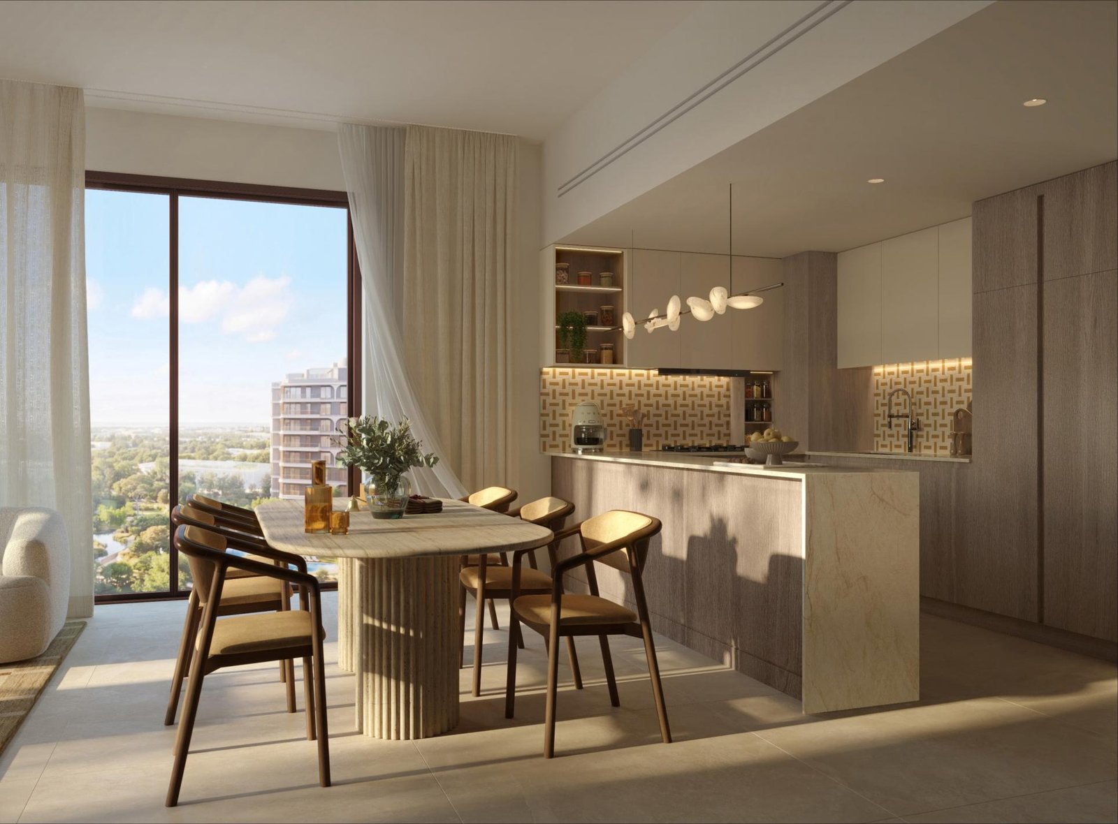 Canopies Yas Point dining and kitchen render