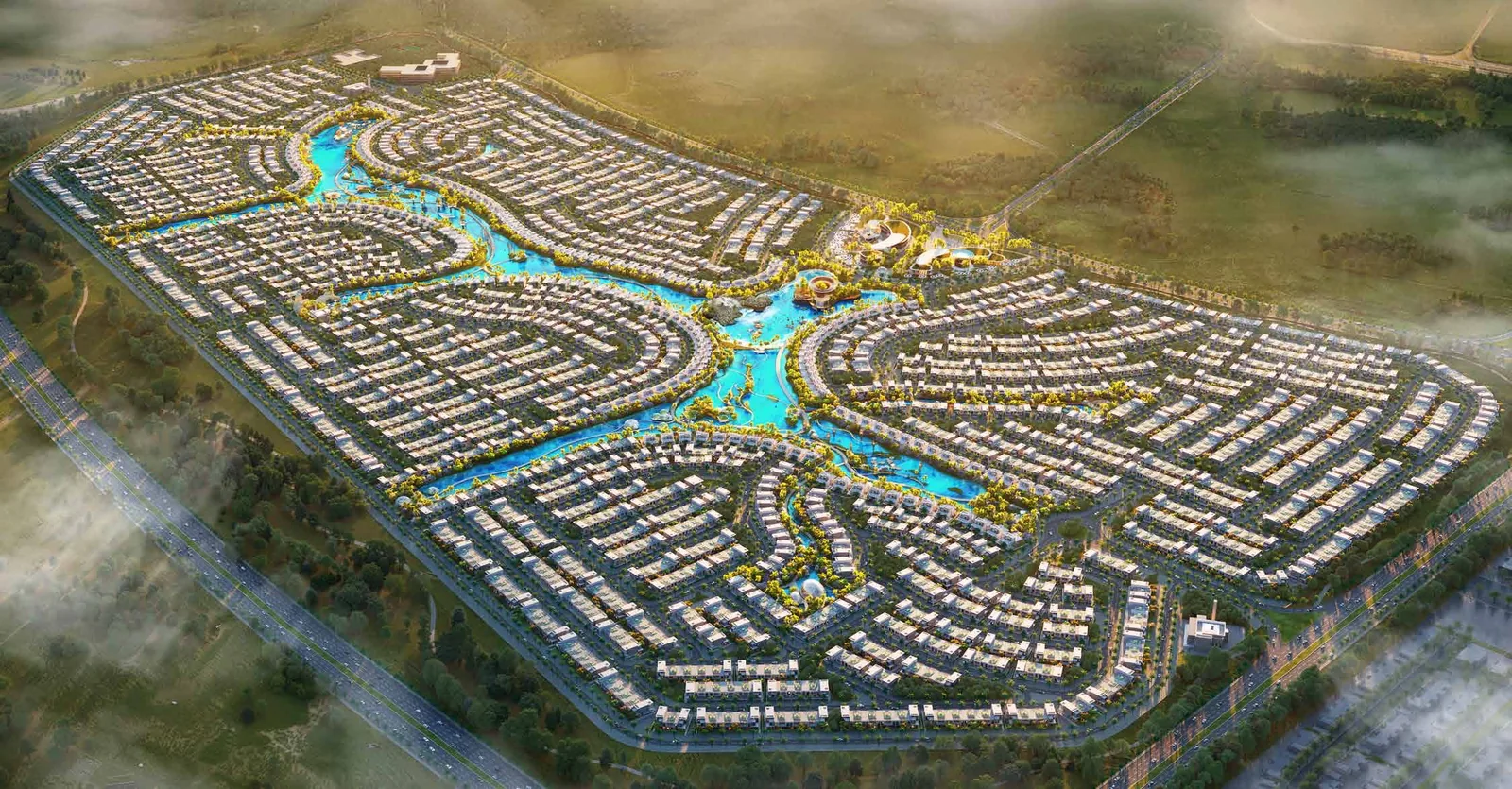 Damac Islands 2 review: worth the money in 2026? Damac Islands 2 masterplan aerial showing the eight clusters