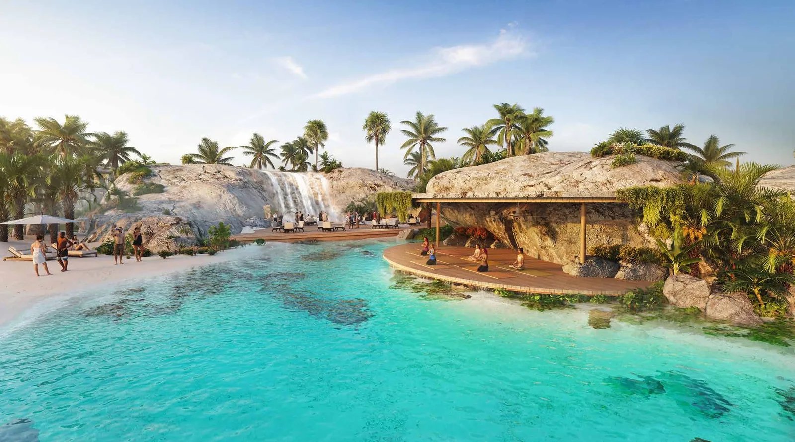 Damac Islands 2 review: worth the money in 2026? Whispering Waterfall and hidden restaurant cove at Damac Islands 2