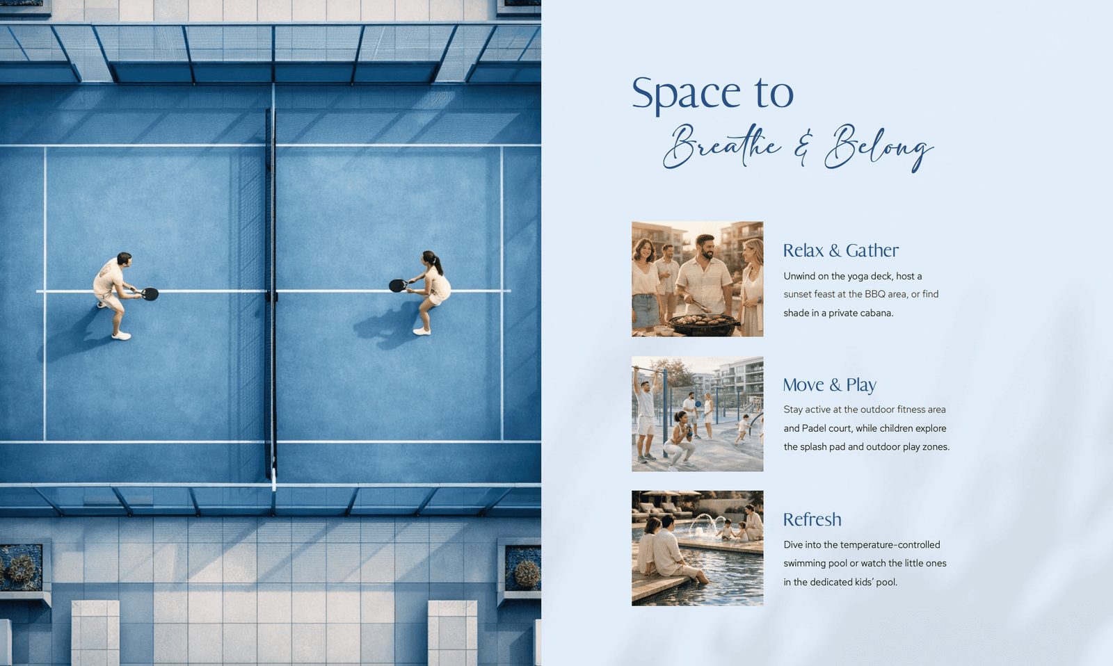 Dubai Creek Harbour Masterplan Tennis court amenity at Dubai Creek Harbour