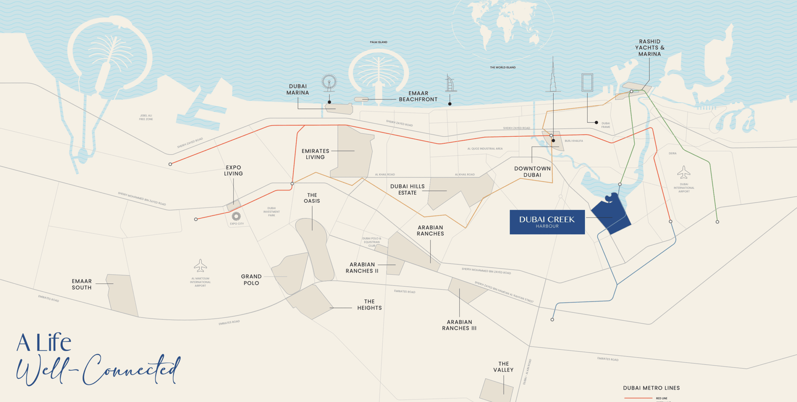 Dubai Creek Harbour Masterplan Dubai Creek Harbour master plan showing ten districts and open space
