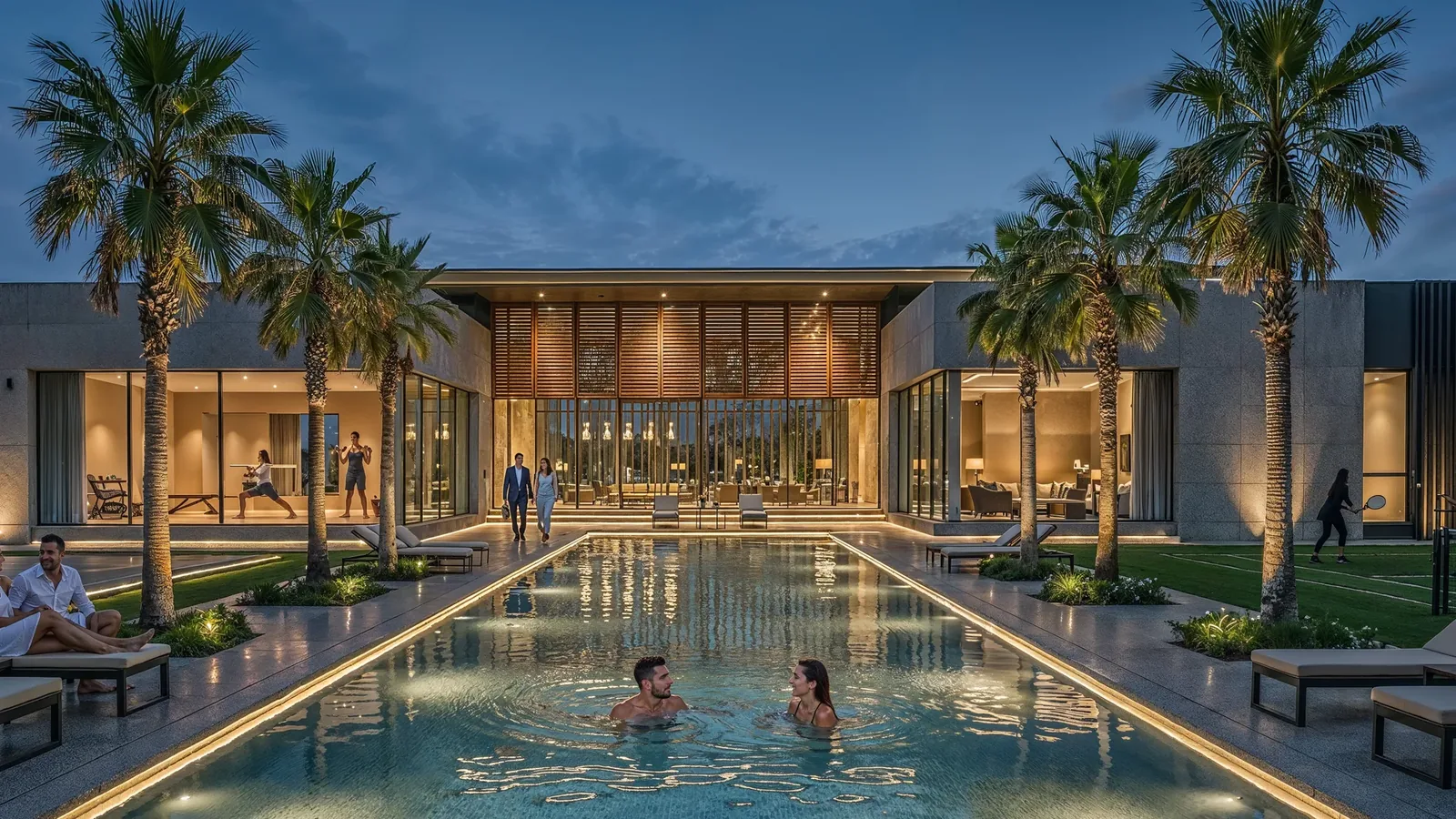 Al Ghadeer Gardens Review: Worth Buying in 2026? Community hub and pool at Al Ghadeer Gardens