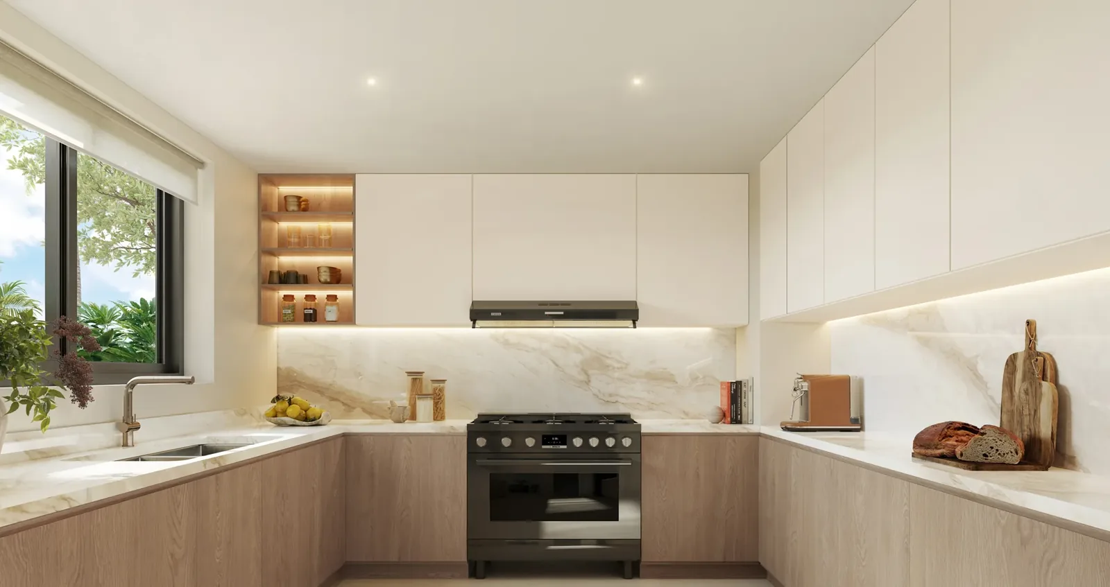 Al Ghadeer Gardens Review: Worth Buying in 2026? Fitted kitchen interior at Al Ghadeer Gardens