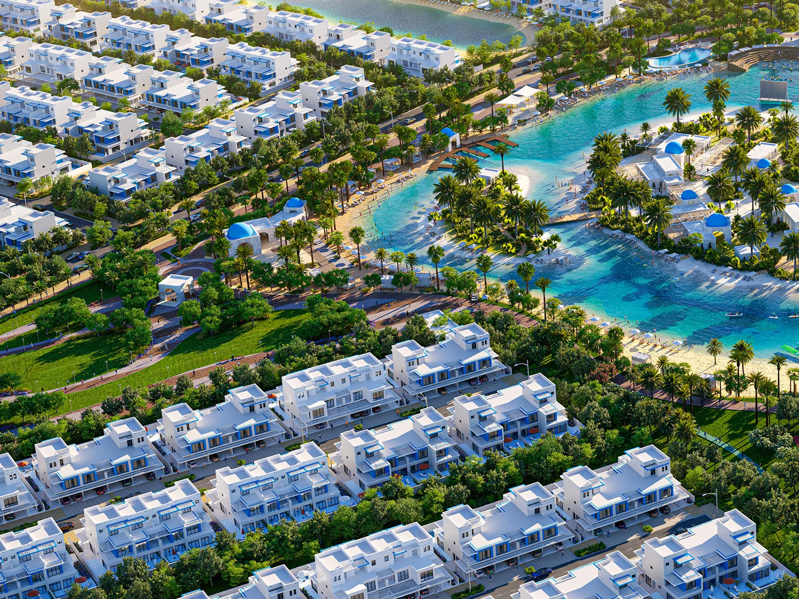 Damac Lagoons Review: A Good Investment in 2026? Townhouse clusters around the Damac Lagoons waterway