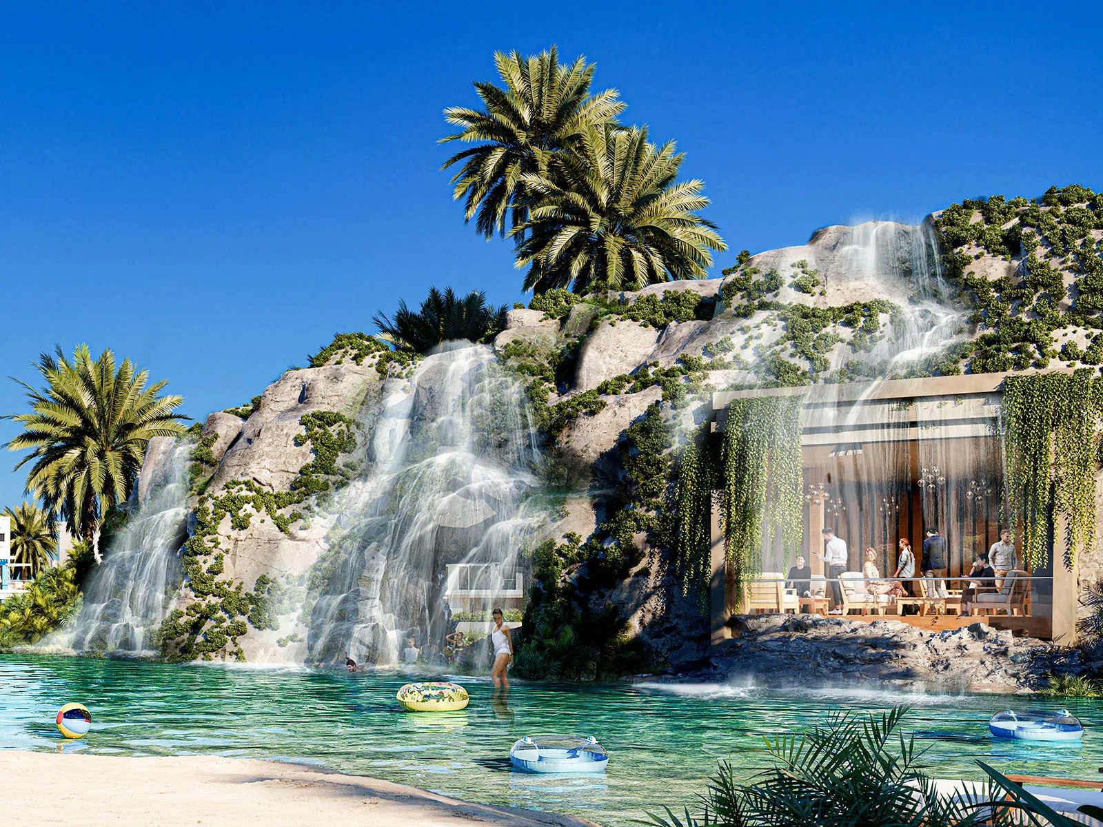 Damac Lagoons Review: A Good Investment in 2026? Waterfall feature at Damac Lagoons