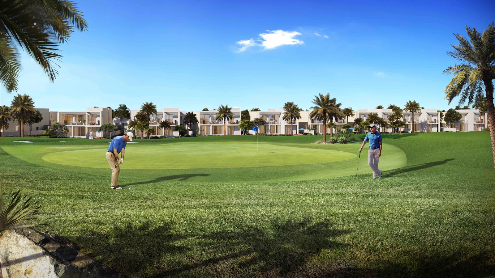Emaar South Prices 2026: Villas, Apartments & Plans Golfer playing the championship course at Emaar South