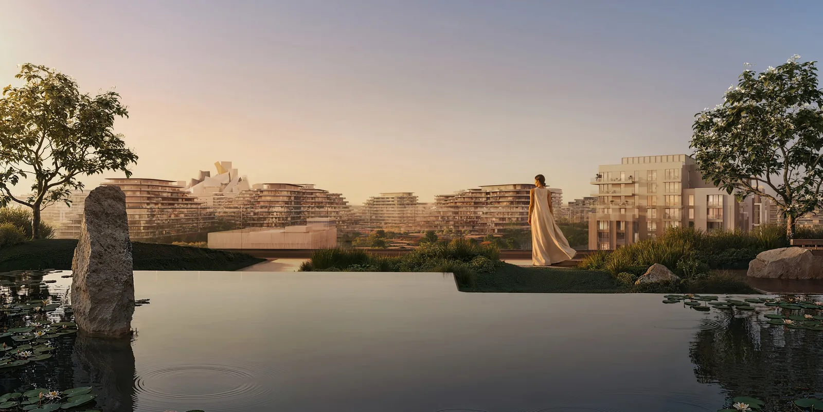 Sei Saadiyat by Aldar Review: Worth It in 2026? Zen garden and serenity pool at Sei Saadiyat