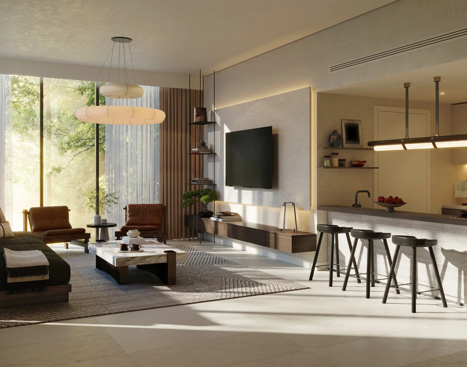 Sei Saadiyat by Aldar Review: Worth It in 2026? Apartment living area at Sei Saadiyat