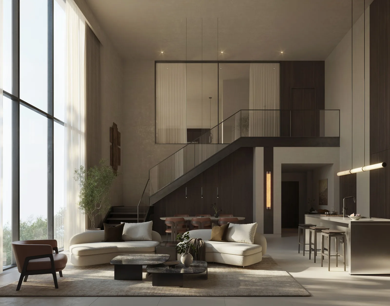 Sei Saadiyat by Aldar Review: Worth It in 2026? Kanso Loft double height living area at Sei Saadiyat
