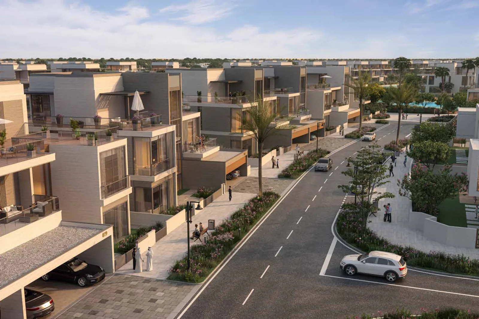 South Bay Dubai South Review: Worth the Price in 2026? Street-level view of South Bay townhouses, artist's impression