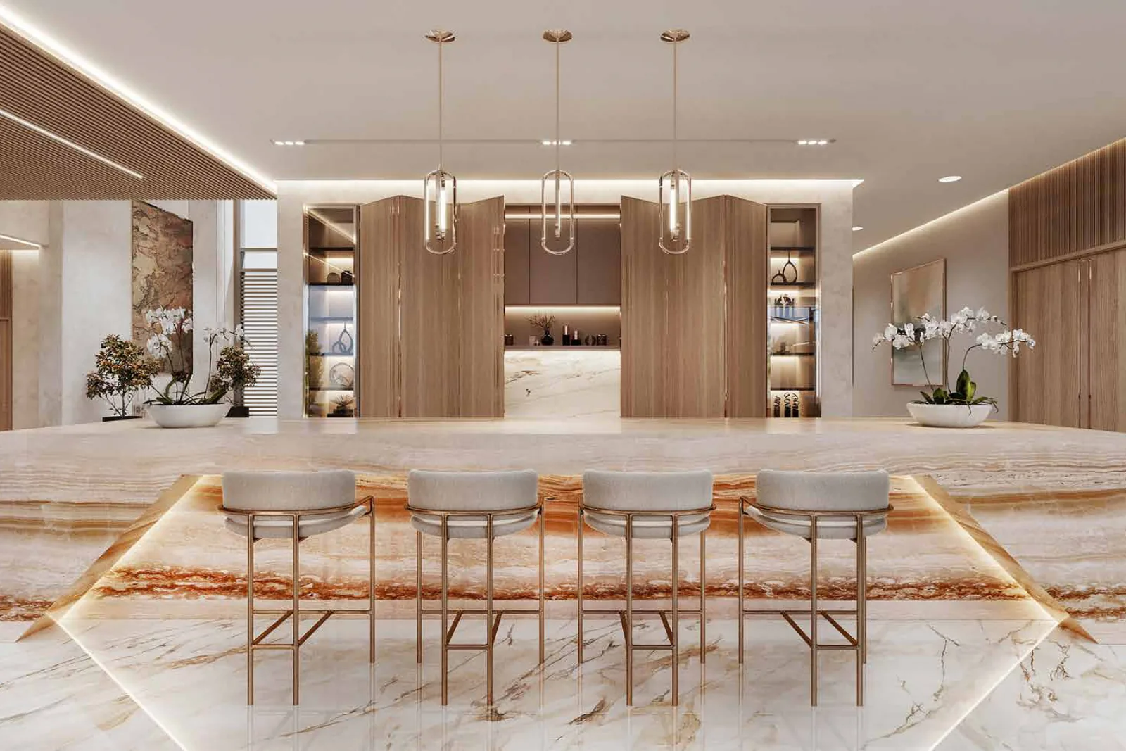South Bay Dubai South Review: Worth the Price in 2026? Kitchen island and dining area in a South Bay home, artist's impression